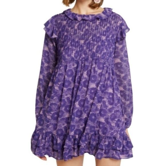 Free People These Dreams Large Purple Long Sleeve Dress - Picture 8 of 8